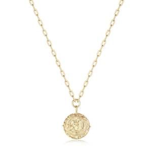NEW EKLEXIC women's coin pendant necklace in 14k gold plated sterling silver